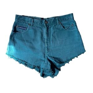 Paris Sport Club Vintage Teal Denim High-Rise Shorts Size 14